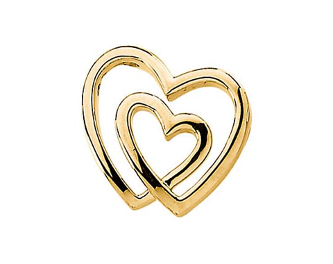 14k Yellow Gold Polished Double Heart Pendant